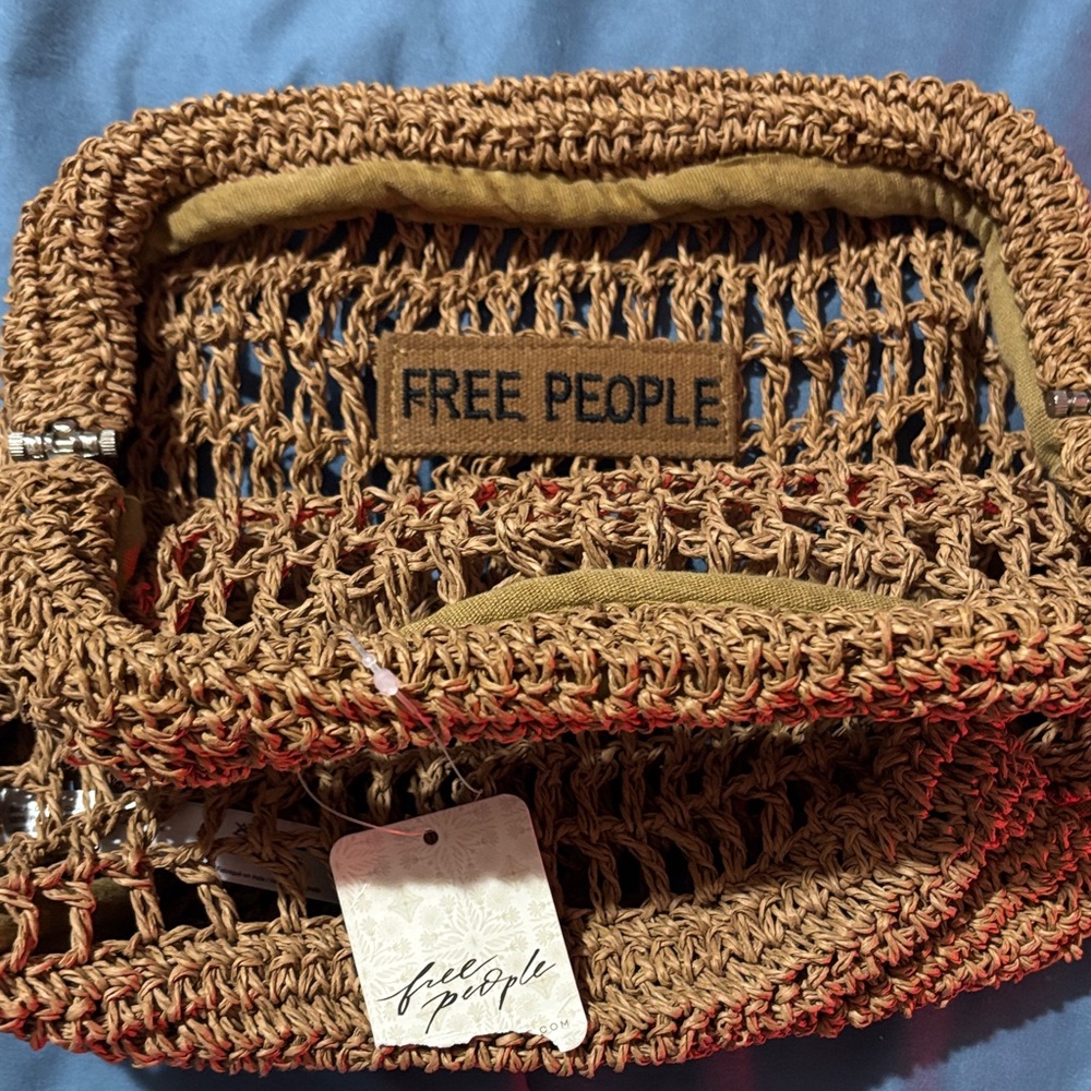 Free People Brown Woven clutch!